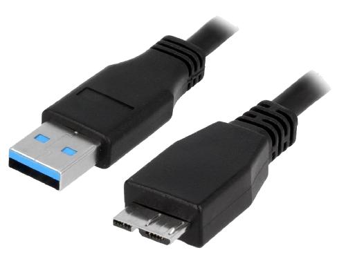 Cable - Connectique Telephone Cable USB 3.0 USB A male USB B micro prise male 1m - Noir