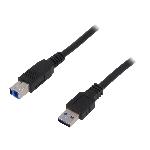 Cable USB 3.0 USB A male USB B prise male 1m - Noir