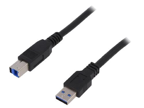 Cable - Connectique Telephone Cable USB 3.0 USB A male USB B prise male 1m - Noir