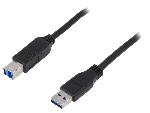 Cable - Connectique Telephone Cable USB 3.0 USB A male USB B prise male 2m - Noir