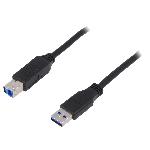 Cable USB 3.0 USB A male USB B prise male 2m - Noir