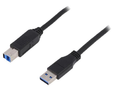 Cable - Connectique Telephone Cable USB 3.0 USB A male USB B prise male 2m - Noir