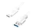 Cable - Connectique Telephone Cable USB 3.0 USB A male USB C male 0.15m - Blanc