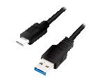 Cable - Connectique Telephone Cable USB 3.0 USB A male USB C male 0.5m - Noir