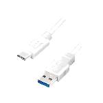 Cable USB 3.0 USB A male USB C male 2m - Blanc