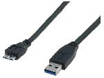 Cable - Connectique Pour Peripherique Cable- USB 3.0- USB A prise.USB B micro prise- nickele- 1m- noir