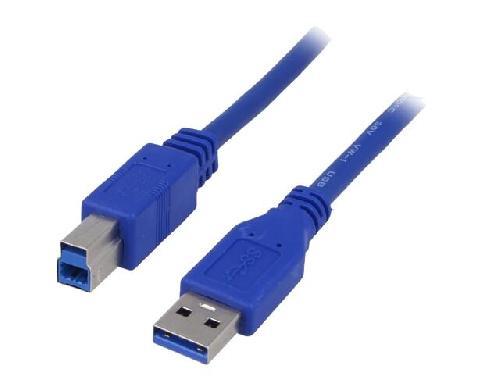 Cable - Connectique Pour Peripherique Cable- USB 3.0- USB A prise.USB B prise- nickele- 1.8m- bleu