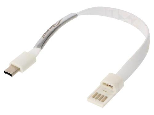 Cable - Connectique Pour Peripherique Cable- USB 3.0- USB A prise.USB C prise- nickele- 0.23m- blanc
