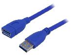 Cable - Connectique Pour Peripherique Cable- USB 3.0- USB A socle.USB A prise- nickele- 1.8m- bleu
