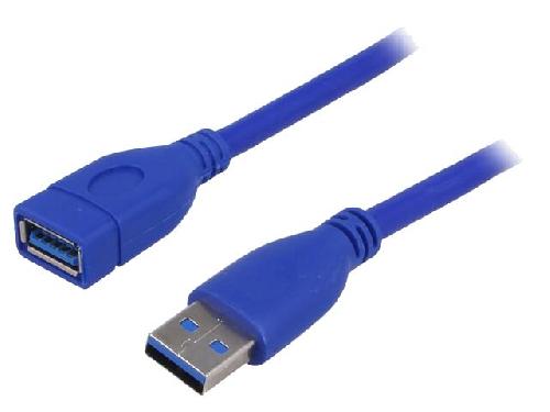 Cable - Connectique Pour Peripherique Cable- USB 3.0- USB A socle.USB A prise- nickele- 1.8m- bleu
