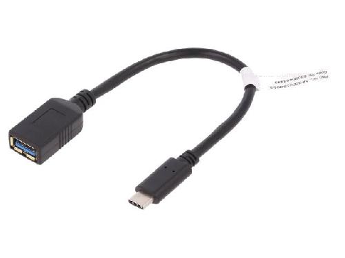 Cable - Connectique Pour Peripherique Cable- USB 3.0- USB A socle.USB C prise- nickele- 150mm- noir