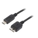 Cable USB 3.0 USB B micro prise male USB C prise male 1m - Noir