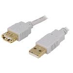 Cable USB A 2.0 femelle.male 1.8m gris