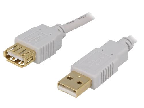 Cable - Connectique Telephone Cable USB A 2.0 femelle.male 1.8m gris