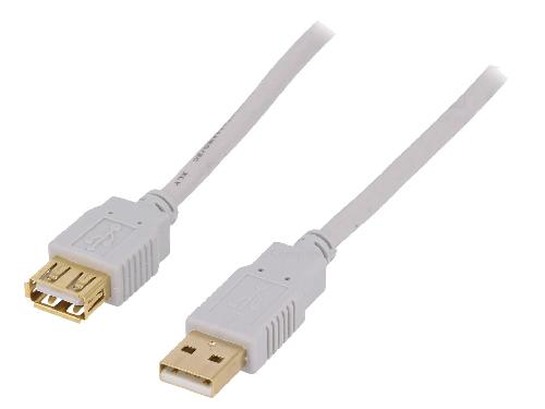 Cable - Connectique Telephone Cable USB A 2.0 femelle.male 3m gris