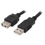 Cable USB A 2.0 femelle.male 3m noir