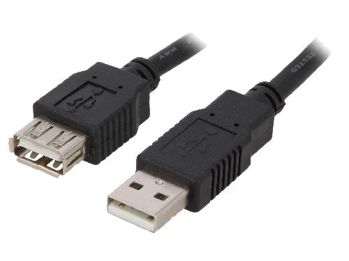 Cable - Connectique Telephone Cable USB A 2.0 femelle.male 3m noir