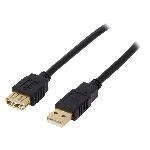 Cable USB A 2.0 femelle.male 3m noir