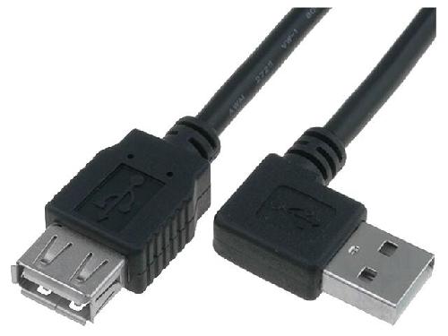 Cable - Connectique Telephone Cable USB A 2.0 femelle.USB A male angulaire 1.8m noir