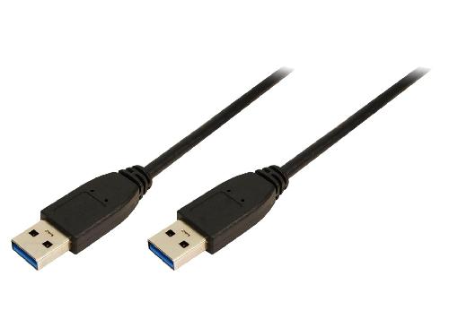 Cable - Connectique Telephone Cable USB A 3.0 male des deux cotes 1m - Noir