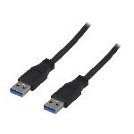 Cable USB A 3.0 male des deux cotes 2m - Noir