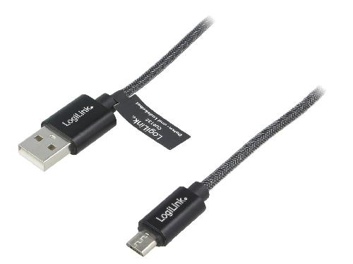 Cable - Connectique Telephone Cable USB A male USB B micro prise male 1m - Gris