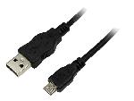 Cable - Connectique Telephone Cable USB A male USB B micro prise male 3m - Noir