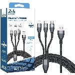 Cable - Connectique Pour Peripherique Cable USB-A triple connectiques Micro Usb Type C Lightning - 24h Le Mans