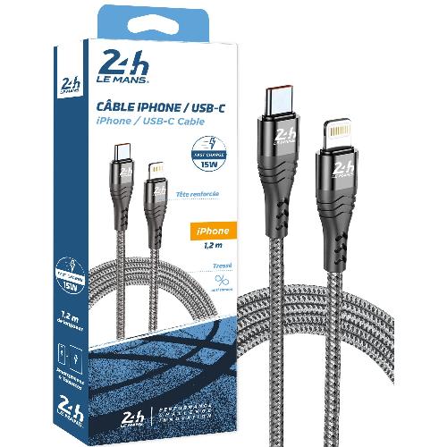 Cable - Connectique Telephone Cable Usb-C vers Lightning Tresse 24h Le Mans - 24h Le Mans