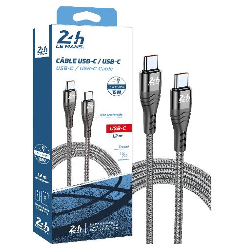 Cable - Connectique Telephone Cable Usb-C vers Usb-C Tresse 24h Le Mans - 24h Le Mans