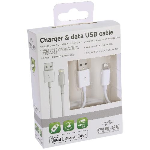 Cable - Connectique Pour Peripherique Cable USB compatible avec iPod iPhone iPad 100cm - Blanc - Pulse