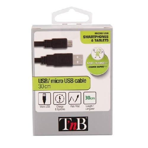 Cable - Connectique Pour Peripherique Cable USB micro USB plat 0.3m - Noir