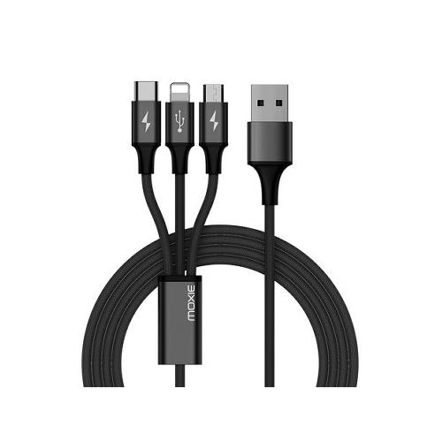 Cable - Connectique Pour Peripherique Cable USB vers 3 connectiques Micro Usb Type C Lightning - Moxie
