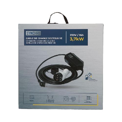 Recharge Vehicule Electrique Cable VE a charge prise secteur 230V 3.7kW -8-16A- SYNCHRO