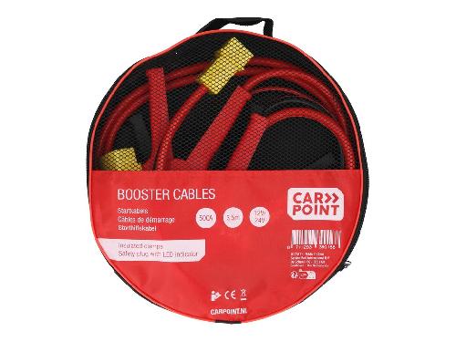 Cable De Demarrage - Ecreteur De Surtension Cables Demarrage Avec Prise Securite 500A 3.5M 6-12-24V -Pinces et Poignees Isolees- Carpoint