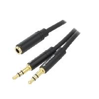 Cables Jack Cable doubleur Jack Stereo 3.5mm 3pin casque micro 4pin - 1x Femelle 2x Male