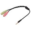 Cables Jack Cable Jack 3.5mm 3pin femelle x2.Jack 3.5mm 4pin male 150mm - Noir