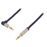 Cables Jack Cable Jack 3.5mm 3pin male Jack 3.5mm 3pin prise male angulaire 0.75m - Bleu Fonce