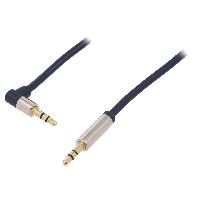 Cables Jack Cable Jack 3.5mm 3pin male Jack 3.5mm 3pin prise male angulaire 1m - Bleu Fonce