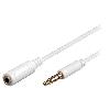 Cables Jack Cable- Jack 3.5mm 4pin socle.Jack 3.5mm 4pin prise- 2m- blanc