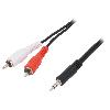 Cables Jack Cable Jack 3.5mm male RCA male x2 5m - Noir