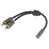 Cables Jack - Rca Adaptateur Jack 3.5mm Femelle vers 2x RCA Male 20 cm or