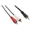 Cables Jack - Rca Cable audio stereo Jack 3.5mm male vers 2x RCA Males 20m Noir