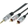 Cables Jack - Rca Cable noir Jack 3.5mm RCAx2 1.8m