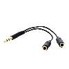 Cables Jack T'nB Doubleur Stereo Jack 3.5mm - Noir - Male-Femelle