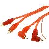 Cables RCA 2 Canaux Cable 2xRCA Males RCA Coudes Males 5m rouge