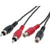 Cables RCA 2 Canaux Cable Noir RCAx2 Males et Femelles 2.5m