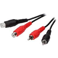 Cables RCA 2 Canaux Cable Noir RCAx2 Males et Femelles 5m