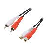 Cables RCA 2 Canaux Cable RCA femelle x2 RCA male x2 5m - Noir