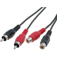 Cables RCA 2 Canaux Cable RCAx2 Males et Femelles 1.5m Noir